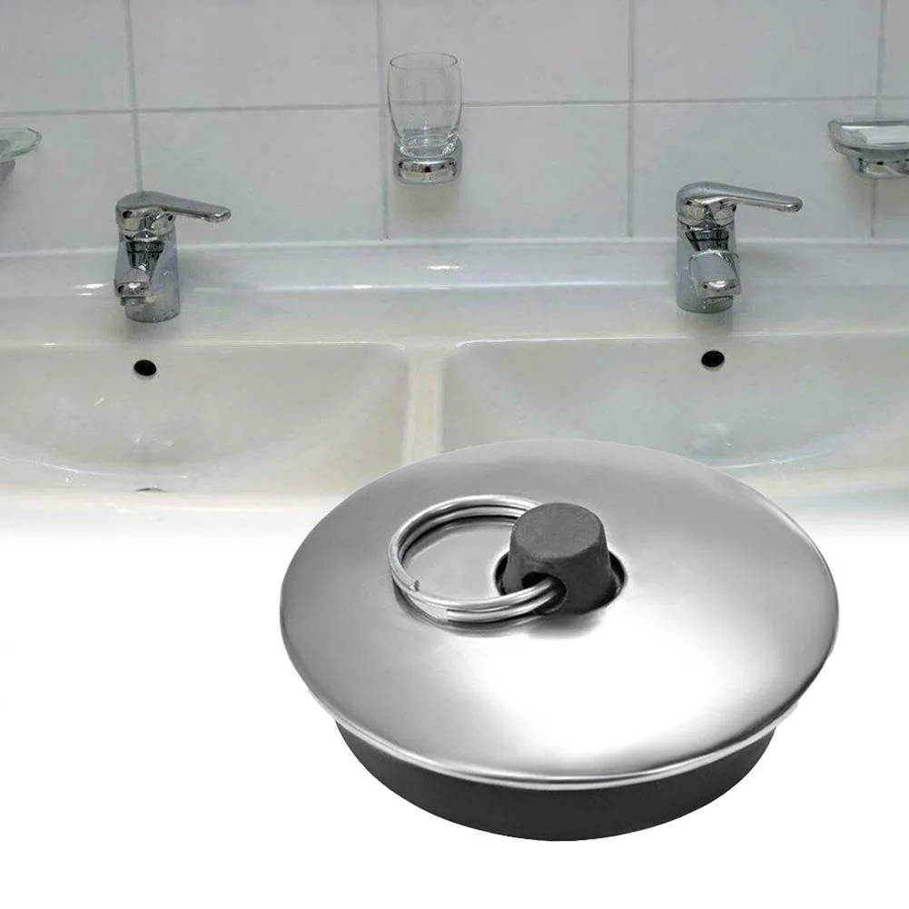 Drain Stopper 1pcs Rubber Sink Plug Fit 40mm With Ring For Bathtub Kitchen Sink Strainer Laundry Leakage-proof Plug
