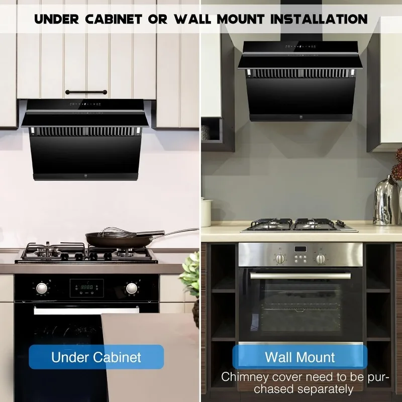 Under Cabinet Range Hood 30 inch,Wall Mount Kitchen Hood 900 CFM with Heating Auto-cleaning Function, Gesture& Touch Control 5