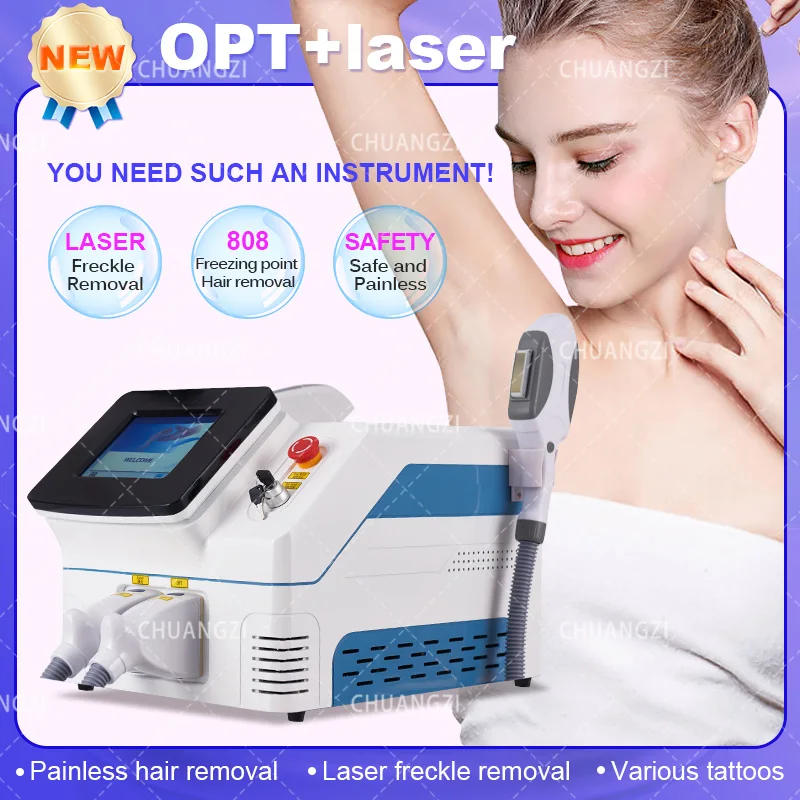 2 in 1 Portable Picosecond High intensity pulse IPL E-light hair  removal Machin Whitening Skin Beauty Equipment face massager rf face lift devices ems pulse vibration red blue light skin rejuvenation whitening smooth wrinkle beauty apparatu