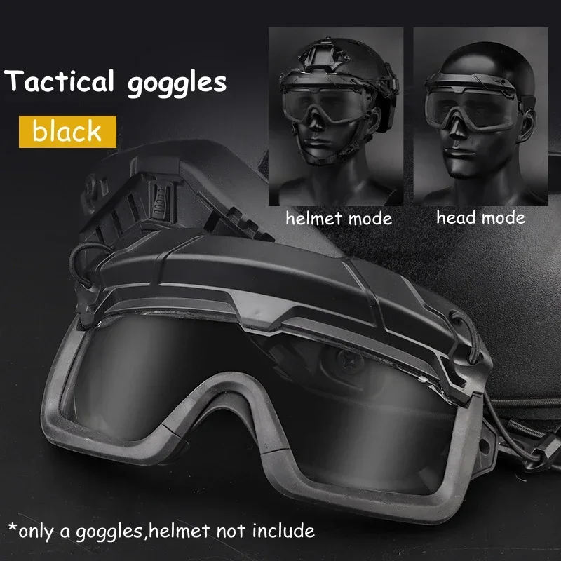 Tactical Goggles Outdoor Airsoft Paintball Shooting Safety Eye Protection 2 Modes Glasses Head Wearing or Helmet Wearing