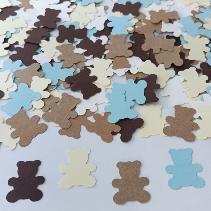 

100Pcs Cream Brown Bear Birthday Party Theme Teddy Bears Confetti Sprinkle Confetti Dessert Table Top DIY Table Decorations