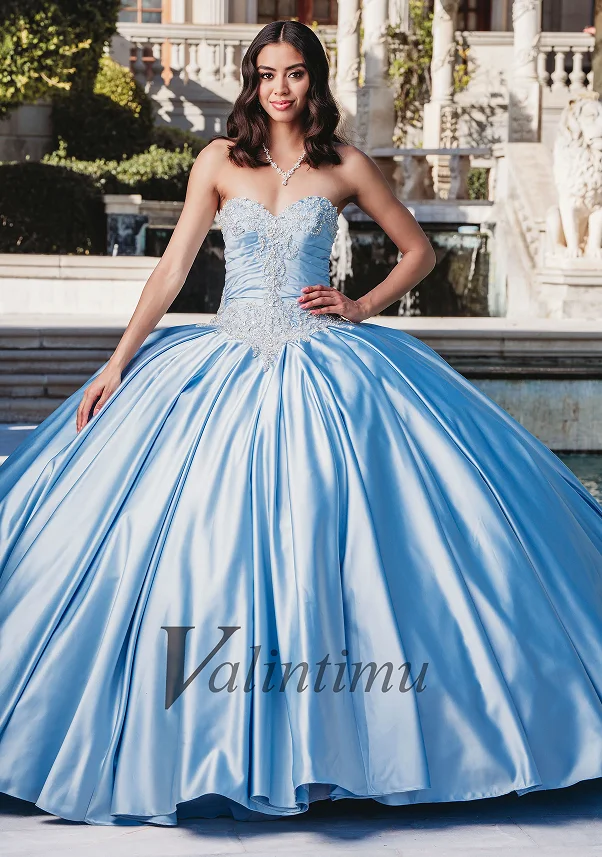 Valintimu Modern Sweetheart Quinceanera Dress for Girl Satin Off the Shoulder Ball Gown Lace Up Vestidos De 15 Anos Customized