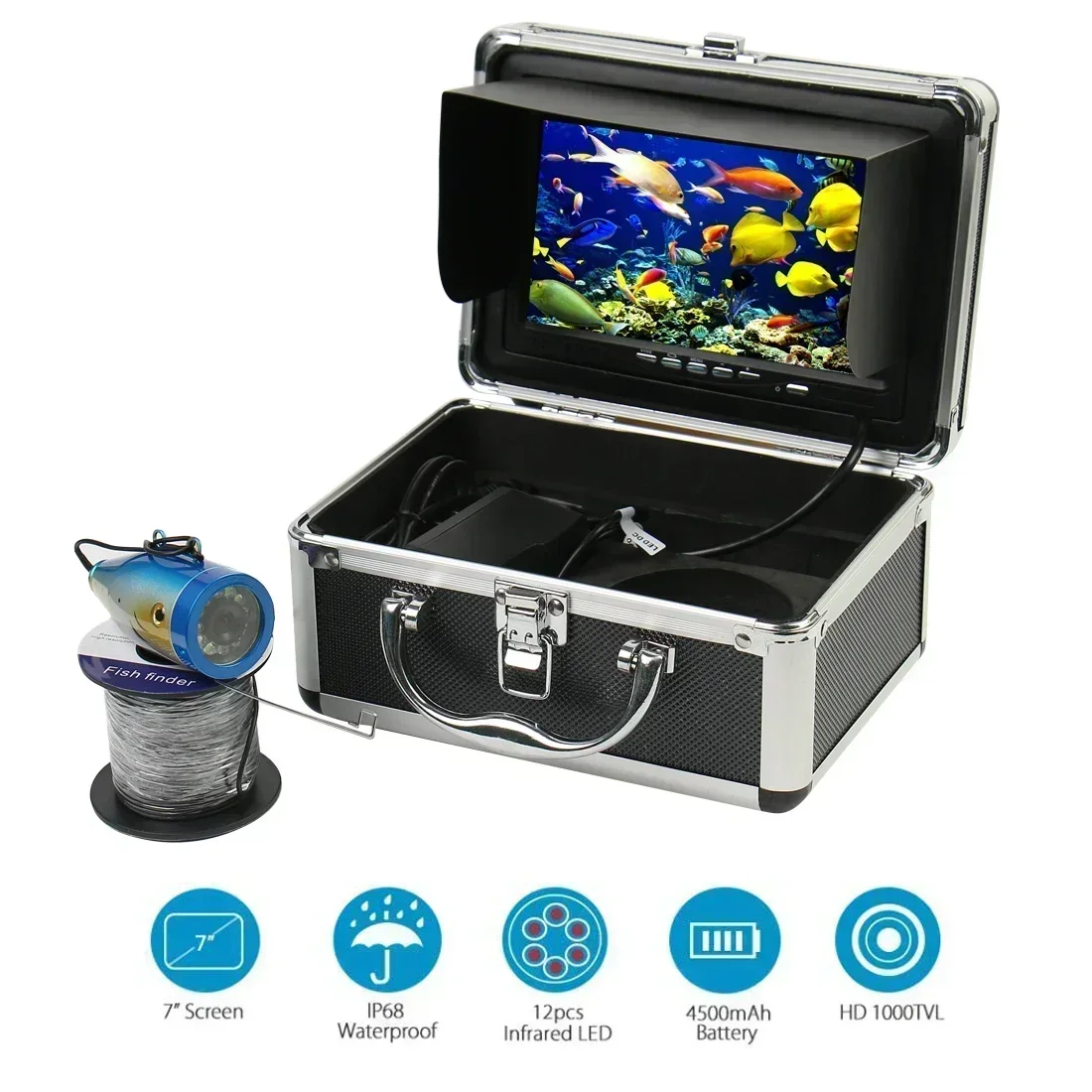 

SY7000 Underwater Fishing Camera 7 Inch 1000TVL IP68 Waterproof 15/30/50M Ice/Sea/River Infrared Camera for Fishing Fish Finder