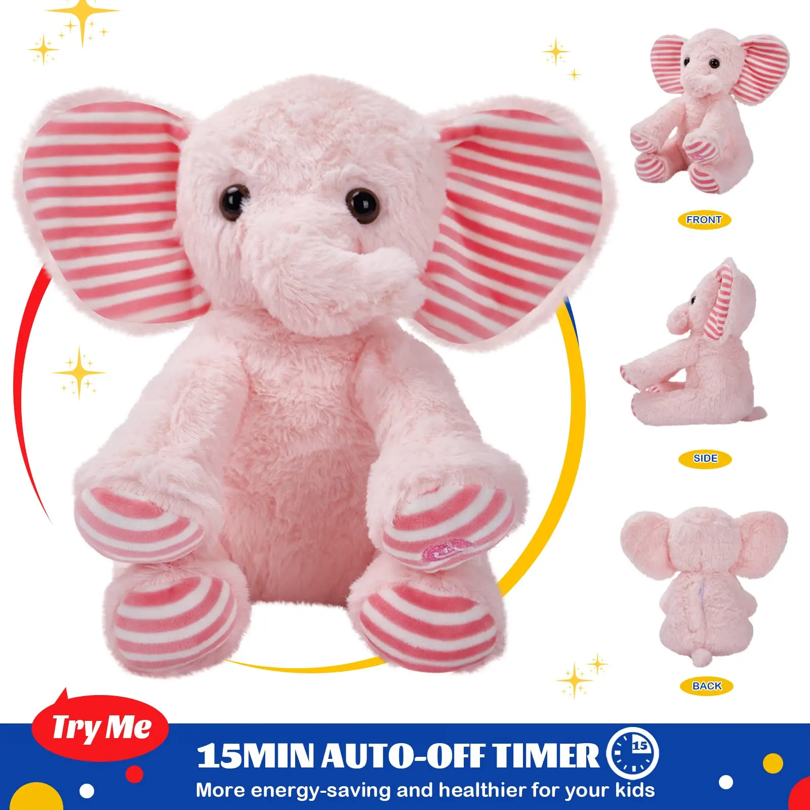 25cm Pink Elephant Luminous Plush Toys Birthday Gifts LED Light Glow Stuffed Animals for Girls Kids Sleeping Toy Pillow plush toy