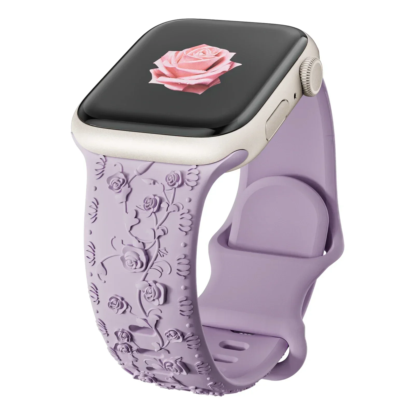 Floral Engraved Silicone Watch Band Bracelet