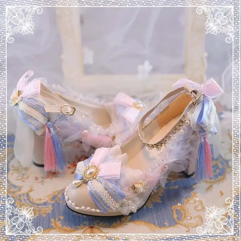 

Japanese Sweet Lolita Hand-Made Shoes Spring Flower Banquet Hanasakeru Seishōnen Christmas Dream Wedding Lo