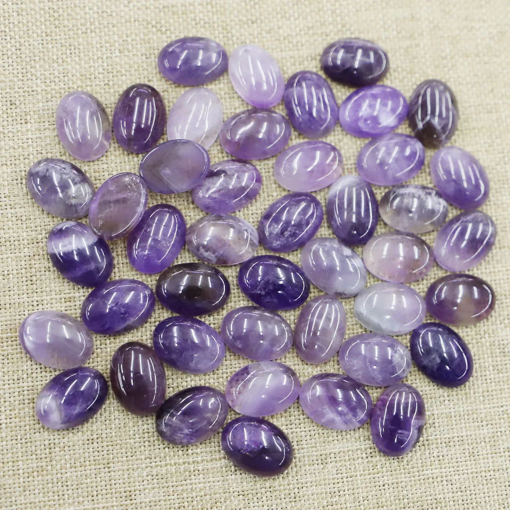 

High Quality Natural Stone Amethyst Ornament Oval Shaped CABOCHON Charm Necklace Bracelet Ring Inlaid Accessorie Wholesale 30Pcs