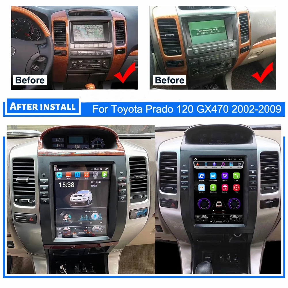 

8G 128G Android 11 For Lexus GX470 Toyota Land Cruiser Prado 120 2002-2009 Car Radio Multimedia Player GPS Navi Carplay HeadUnit