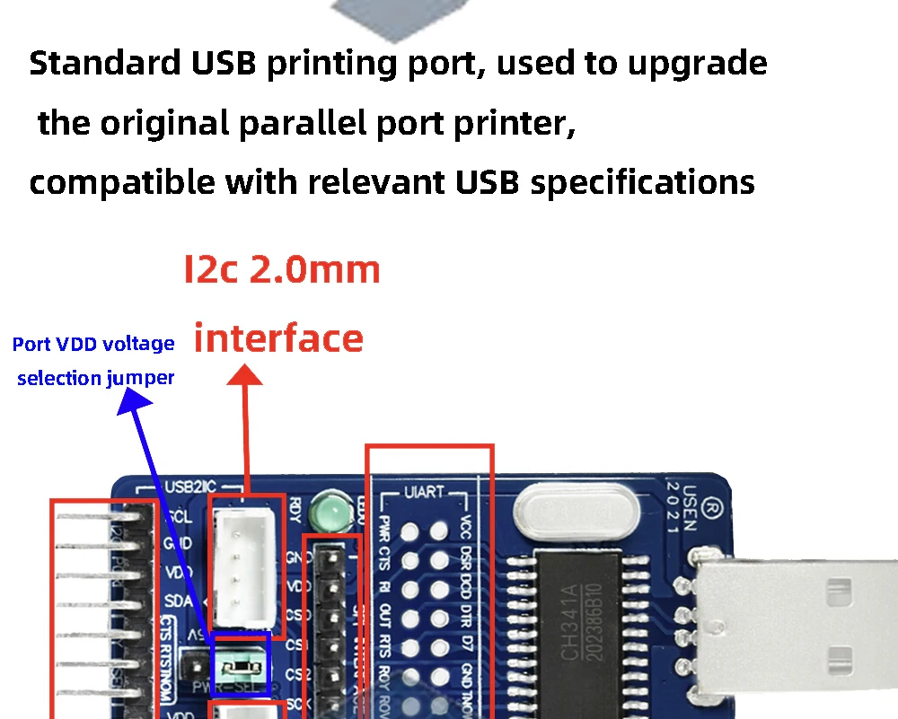 ALL IN 1 CH341A USB zu SPI I2C IIC UART TTL ISP Serielles Adaptermodul EPP/MEM-Konverter für serielles Bürsten-Debugging RS485 RS232 – Detail 6