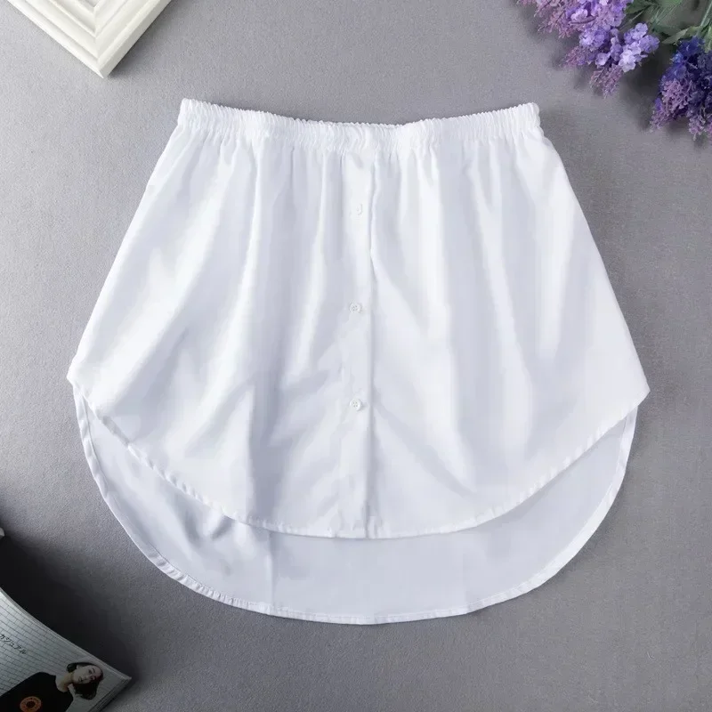 S-3XL Women Fake Shirt Black White Hem Detachable Underskirt Irregular Tail Blouse Hem Extender Mini Skirt Layered Inner Layer