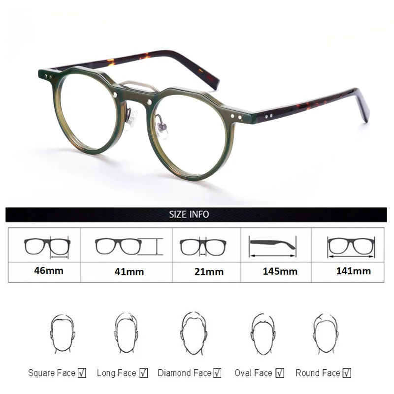 Acetat Optische Gläser Männer Vintage Brillen Rahmen Frauen Retro Runde Brillen Brillen – Detail 3