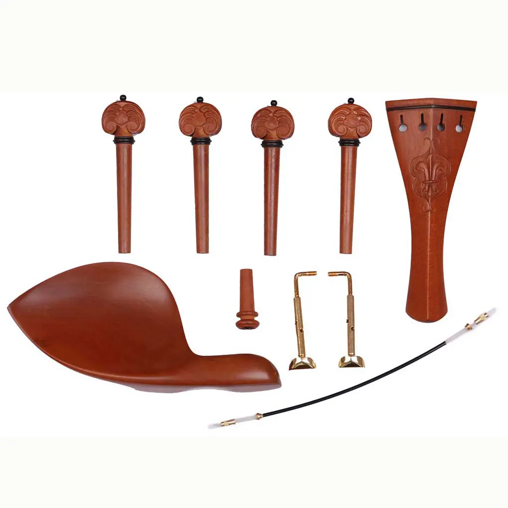 One set Carved boxwood viola fitting,inclued 4 pegs,1endpin,1tailpiece,1 chinrest suit for viola 15-17inch