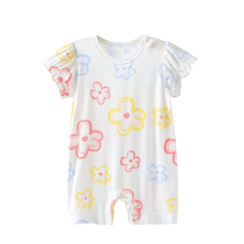 

Short Sleeve Baby Romper Floral Cute Summer Newborn Clothes Princess 1st Birthday Infant Girl Jumpsuit