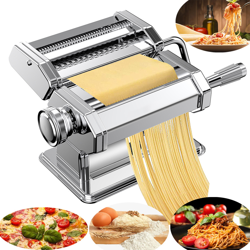 Manual Pasta Maker Machine with 6 Adjustable Thickness Settings 2In1