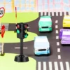 2 Pcs Traffic Toys for Kids Mini Set Toddler Lamp Light Model Ornament Road Child Train Miniature 4