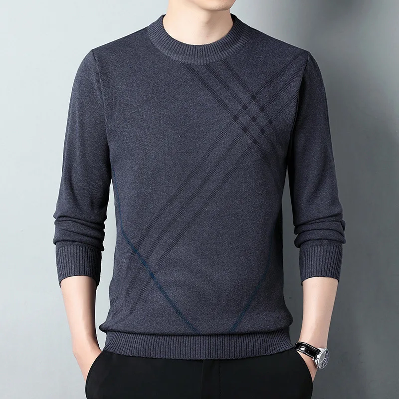 Men's Knitwear Autumn and Winter New Inner Wear round Neck Pullover Simple Loose Thick Sweater Bottoming Shirt Men