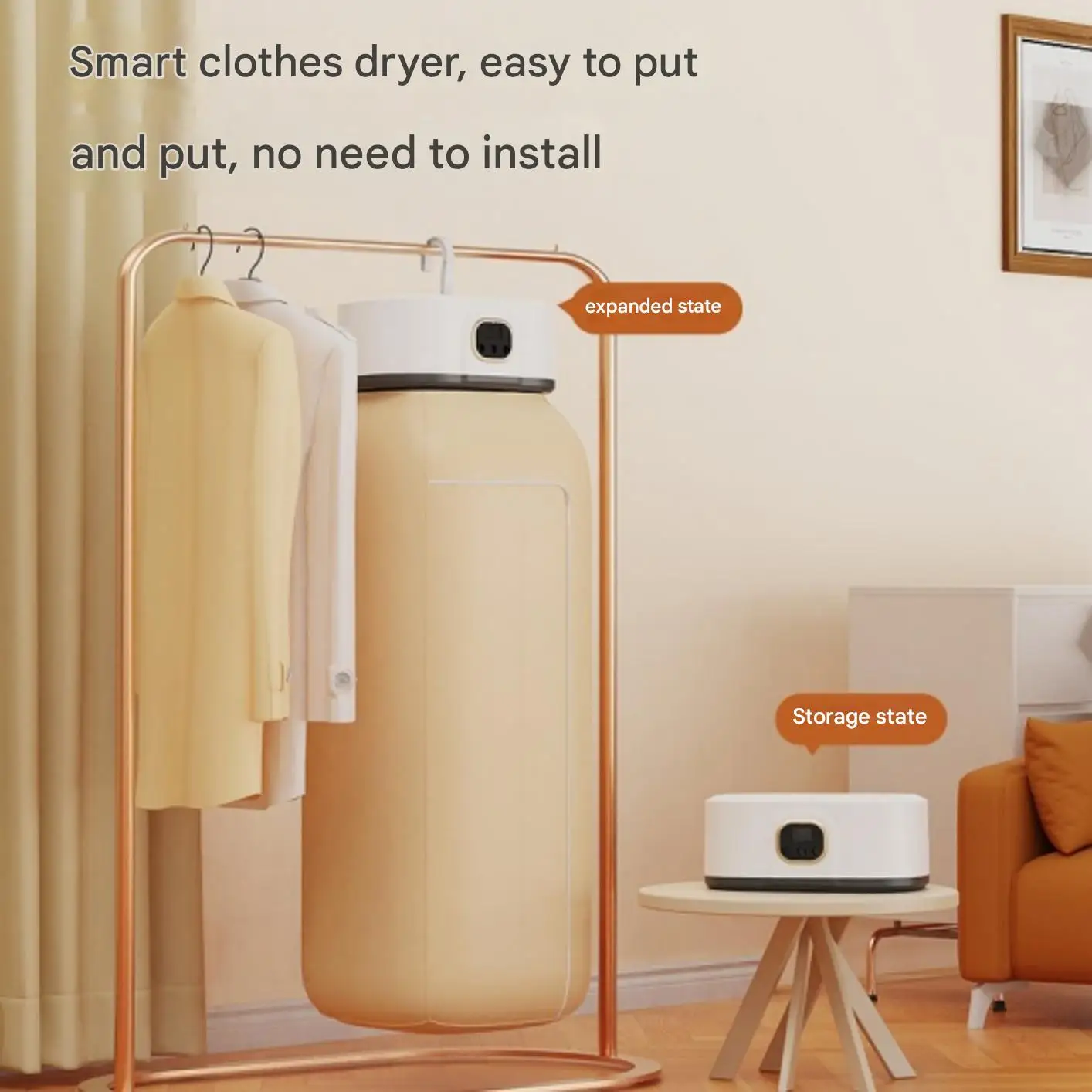 Portable Folded Electric Clothes Dryer Remote Control Multifunctional Dryer Machine Bag Time Setting Clothes
