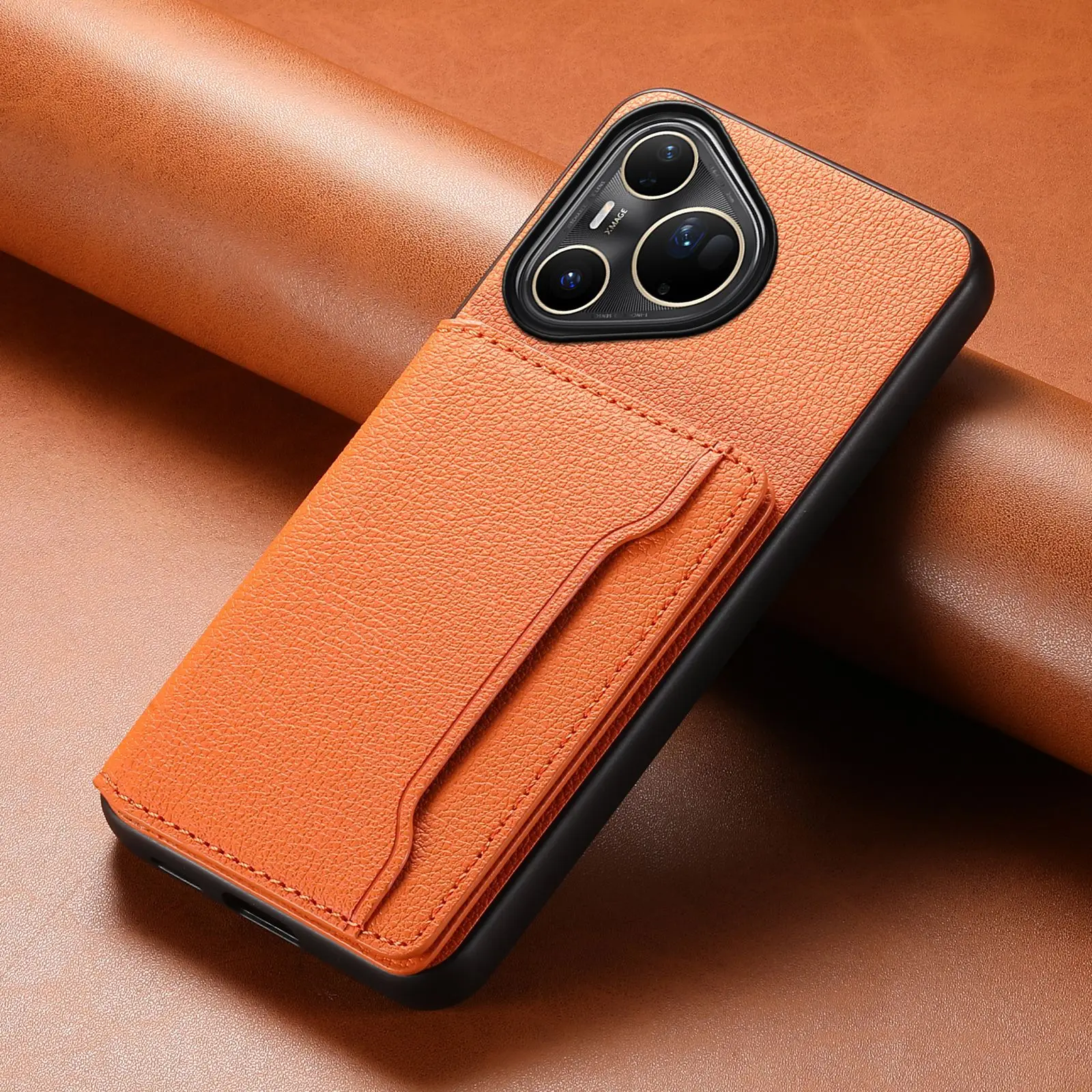 Leather Phone Case with Magnetic Card Holder and Wallet Bracket Cover