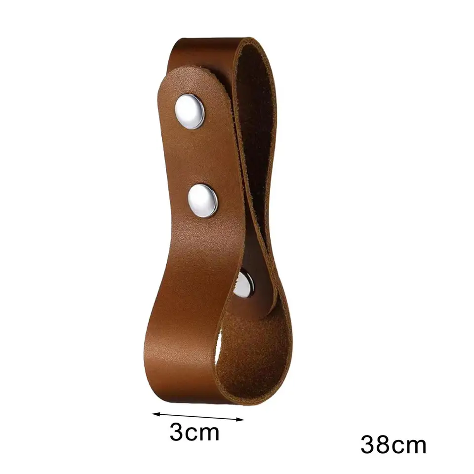 4-Piece Leather Whip Holster Set - Handmade Brown Belt Holder