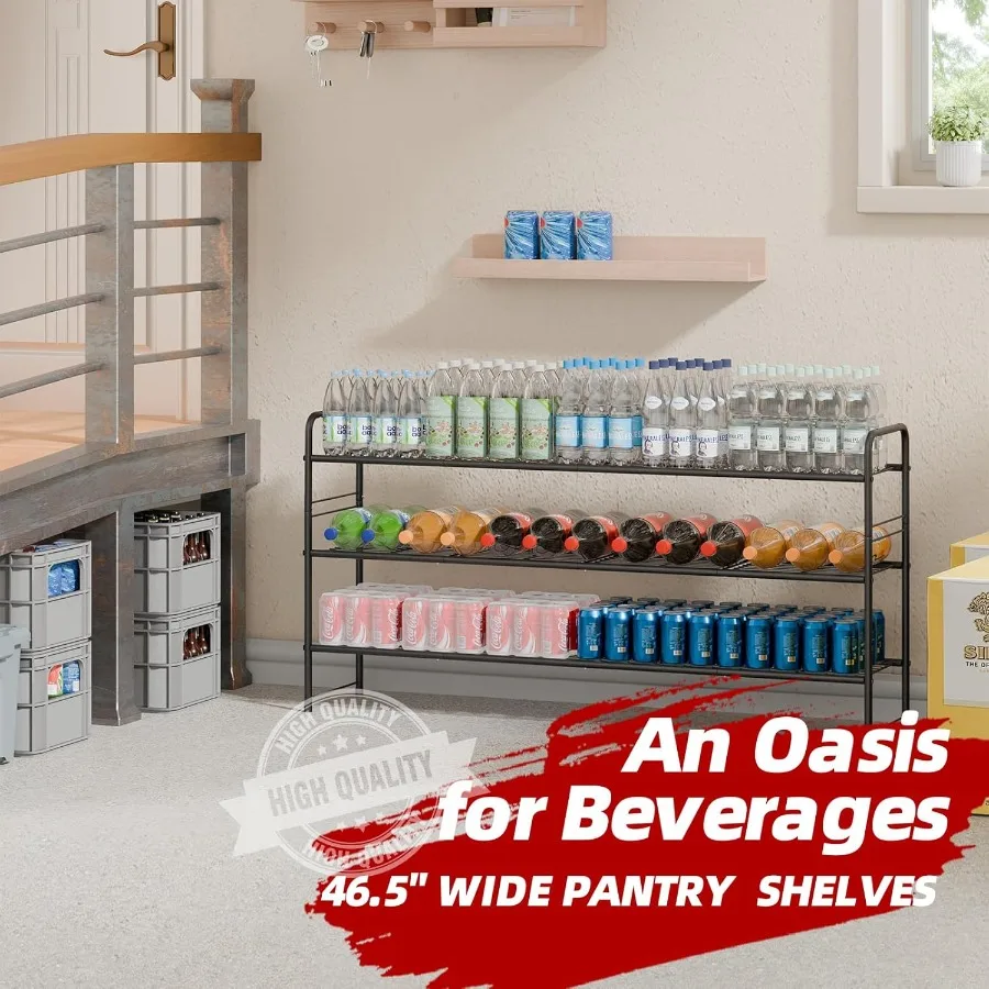 3 Tier Shoe Rack for Closet 46.5 Inch Extra Long Shoe Storage Organizer for Shelves Heavy Duty Metal Easy Assembly Black