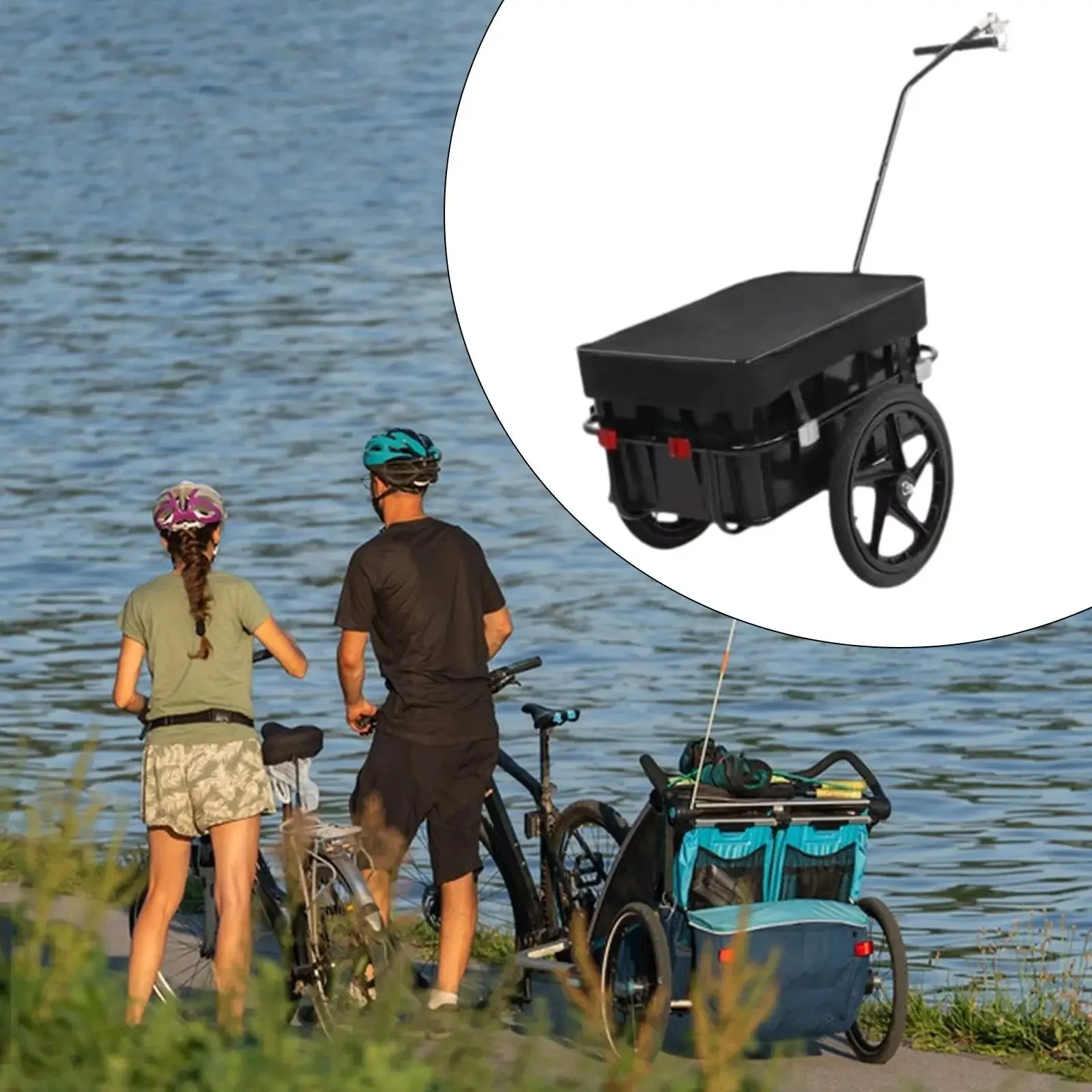 Bike Cargo Trailer Universal Bicycle Wagon Cart Travel Transport Towable Pet Cart for Outdoor Camping Pinic Shopping Trips