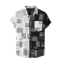 Men Shirts Casual Summer Hawaiian Vacation Short Sleeve Shirts Printed Patchwork Top Beach Button Up Hawaiian Shirt Blouse - Image 5