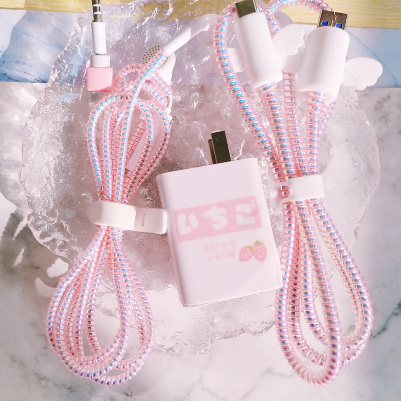 1.6m USB 충전 데이터 라인 케이블 보호기, 안티 브레이크 와이어 코드 보호 케이블 와인더 오거나이저 이어폰 데이터 보빈 와인더