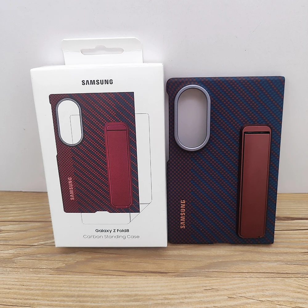Carbon Fiber Standing Protective Case for Foldable Phones - Durable Hard PC Bumper Cover