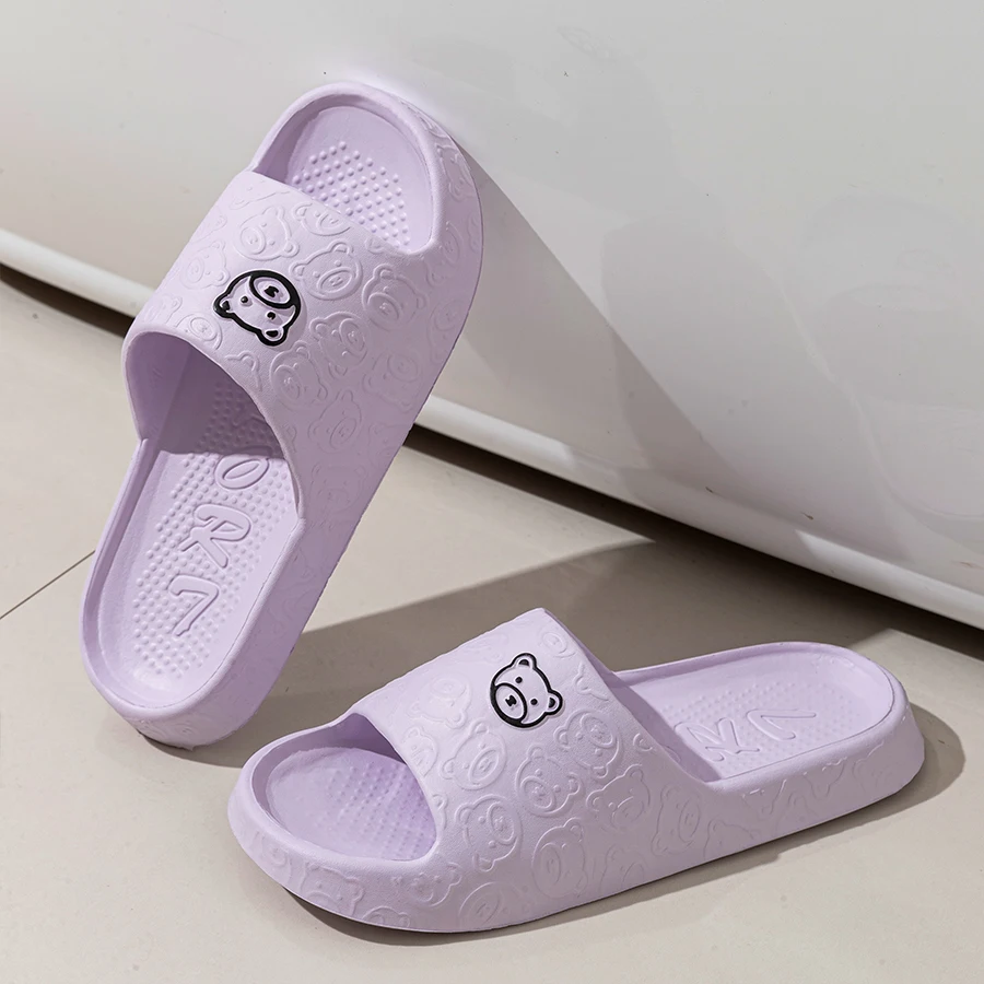 Fashion Women's Slippers Indoor Soft Sole Cartoon Bear Print Slides Bathroom EVA Indoor Men Summer Outdoor Cool Shoes Couple — view 2