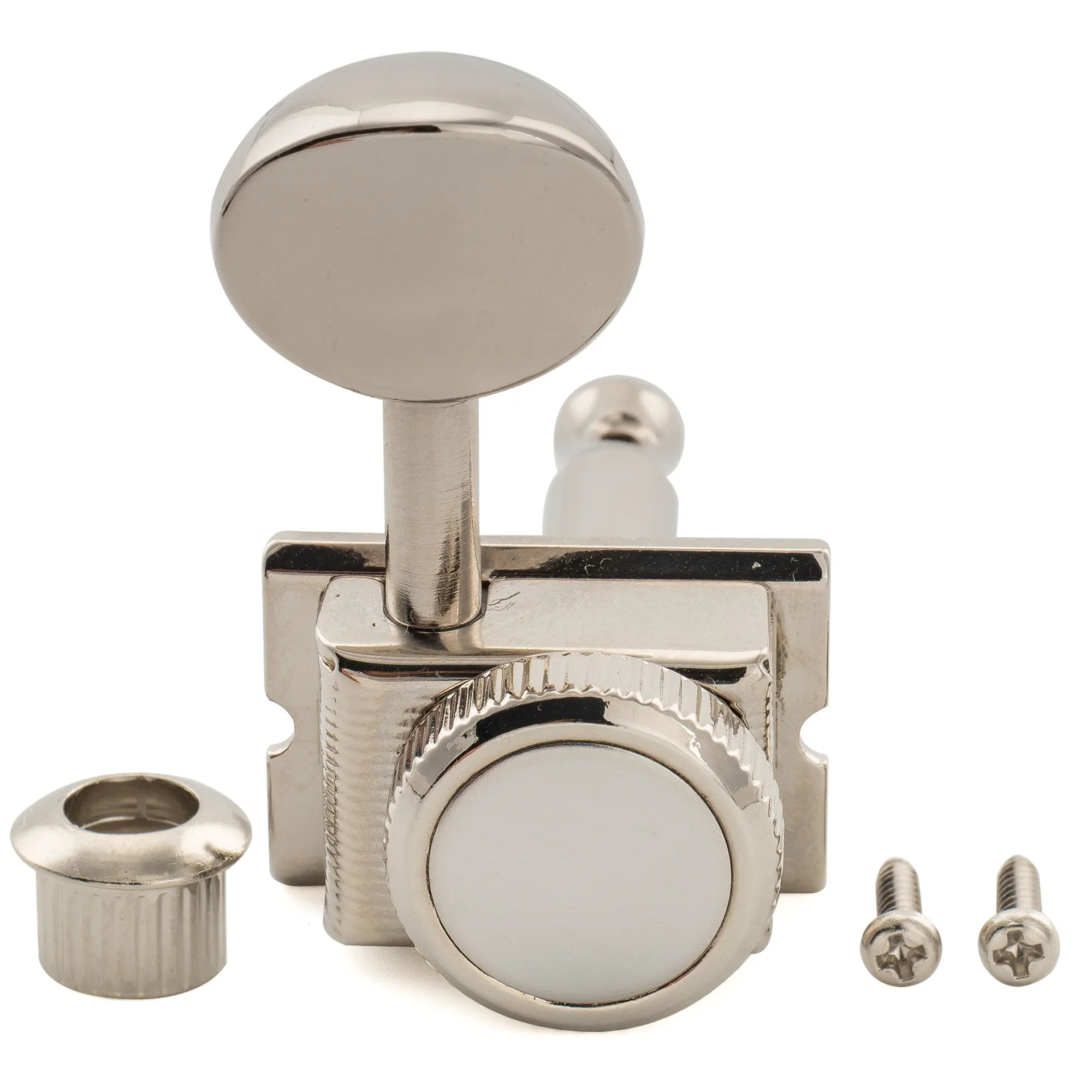 Musiclily Ultra R18T 6-in-Line 18:1 Übersetzungsverhältnis Halbgeschlossene Vintage Hybrid Staggered Locking Mechaniken für Fender SQ ST TL – Detail 14