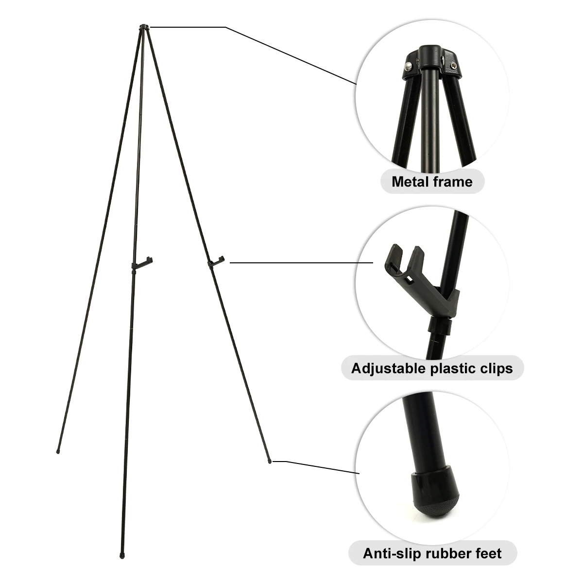 Black Easel Stand - 63 Artist Instant Tripod Collapsible Portable Floor  Easel - Adjustable Art Poster Easy Folding Metal Stand - AliExpress