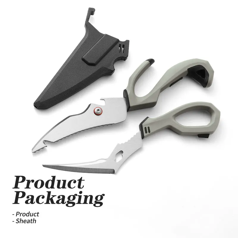 Kitchen Stainless Steel Scissors Sharp Blades with Plastic Handles Detachable Multifunctional Heavy Duty Outdoor Fish Bone Sciss 5