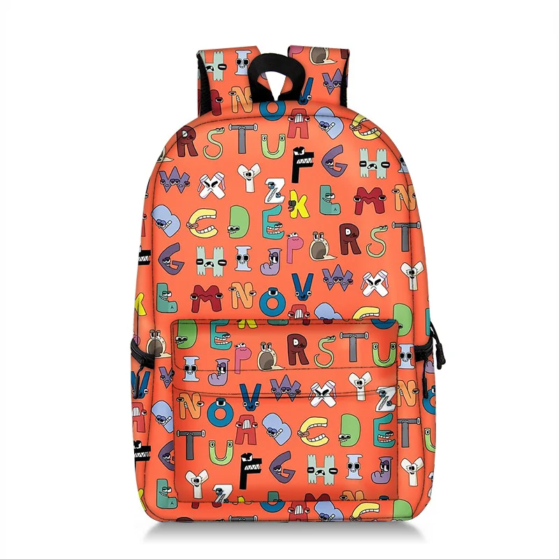 Schoolbag Alphabet Cartoon Printed Middle School Student Backpack Polyester Large Capacity Minus Shoulder Computer case Bags