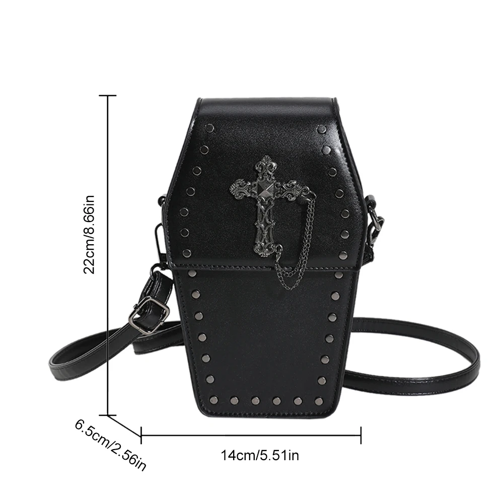 Gothic Crossbody Bags for Women Halloween Coffin Shoulder Bag Coin Purse Y2K Messenger Cell Phone Bag Novelty Halloween Gift