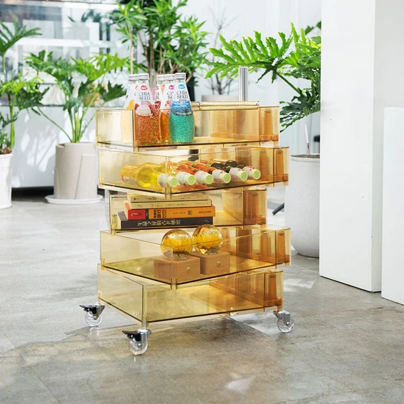 

Minimalist Rotating Bedside Table Bedroom Ins Cosmetics Storage Edge Few Plastic Drawers Movable Shelf Cabinet 2024