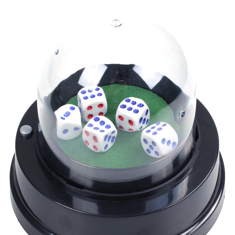 

10X Automatic Dice Roller Cup Battery Powered Pub Bar Party Game Play With 5 Dices Black