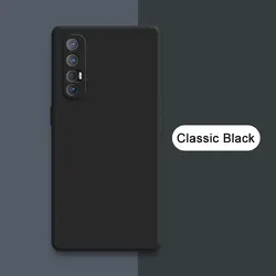 Sleek Shockproof Liquid Silicone Case - Camera Protective Soft Phone Cover for OPPO Reno3 Pro 5G (Classic Black)
