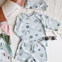 deer jonmi 2024 New Summer Baby Boys Cartoon Printed Two-piece Swimsuits Beach Vacation Sun-proof Kids Casual Swimwear Sets 4