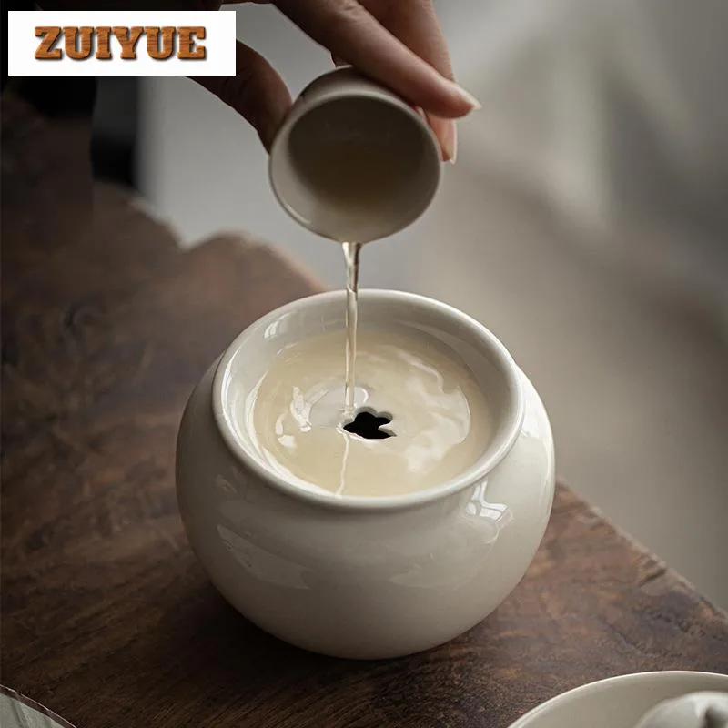 Plant Ash Tea Wash Bowl Handmade Tea Washing Jianshui Antique Wash Bowl Writing-brush Washer Chaxi Accessories Craft
