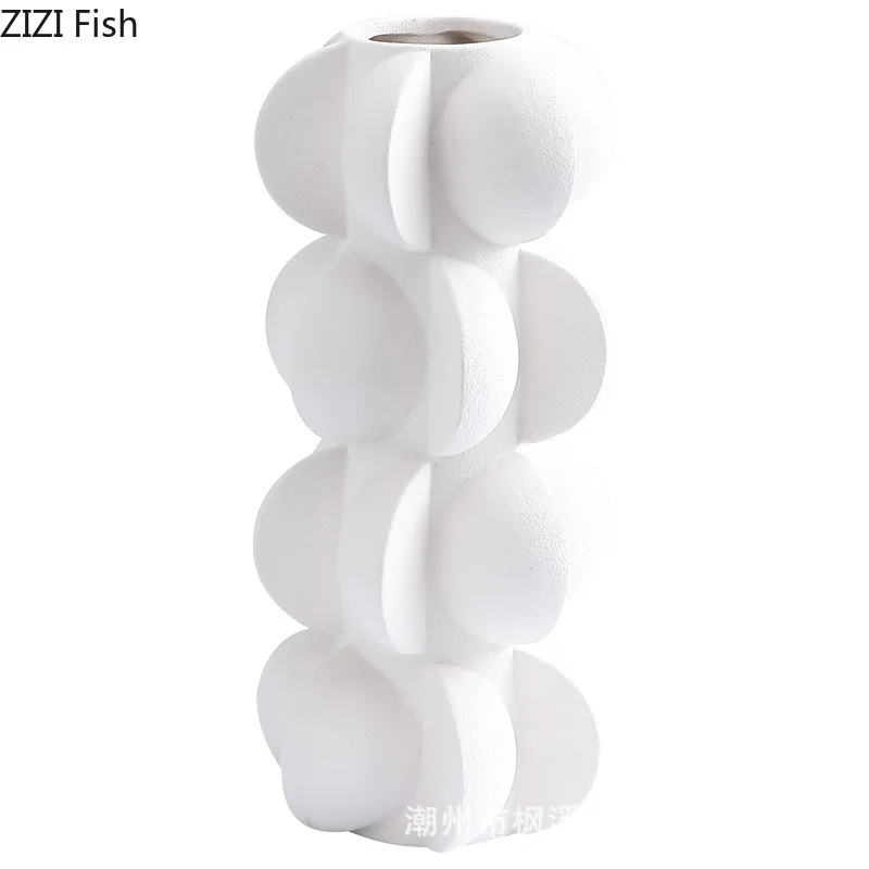 Nordic Resin Vase Geometric Spiral Black and White Flower Vase Living Room Decoration Flower Arrangement Crafts Wedding Vases 5