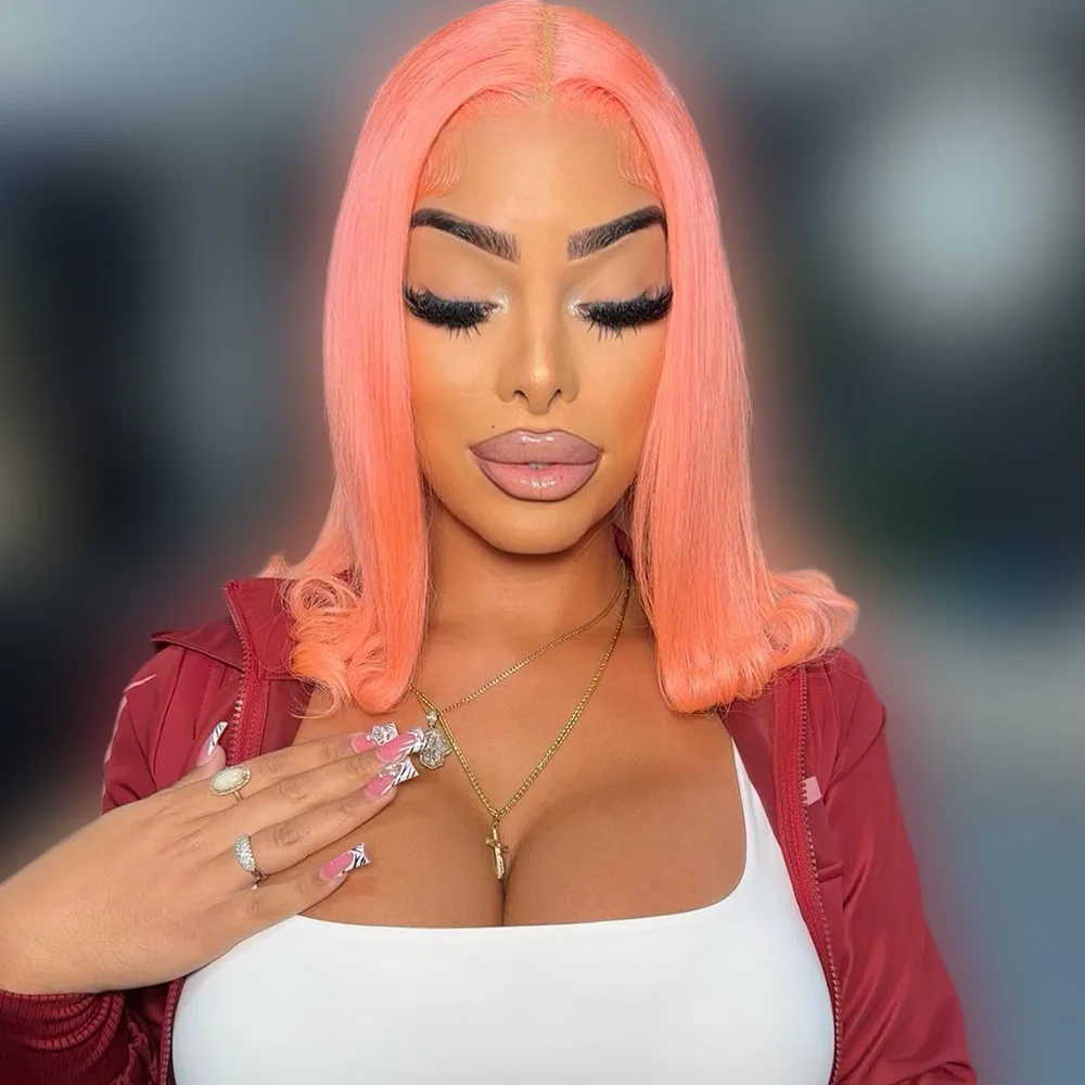 

13x6 Transparent Rebecca Pink Straight Wigs Brazilian Lace Front Human Hair Wigs 613 Colored 13x4 Lace Wig For Women 250 Density