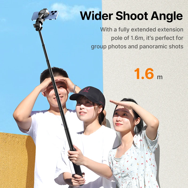 Ulanzi SK-05 Magnetic Phone Tripod 1.6m Selfie Stick with Wireless Bluetooth Remote 360° Rotation Phone Holder For Phone Camera