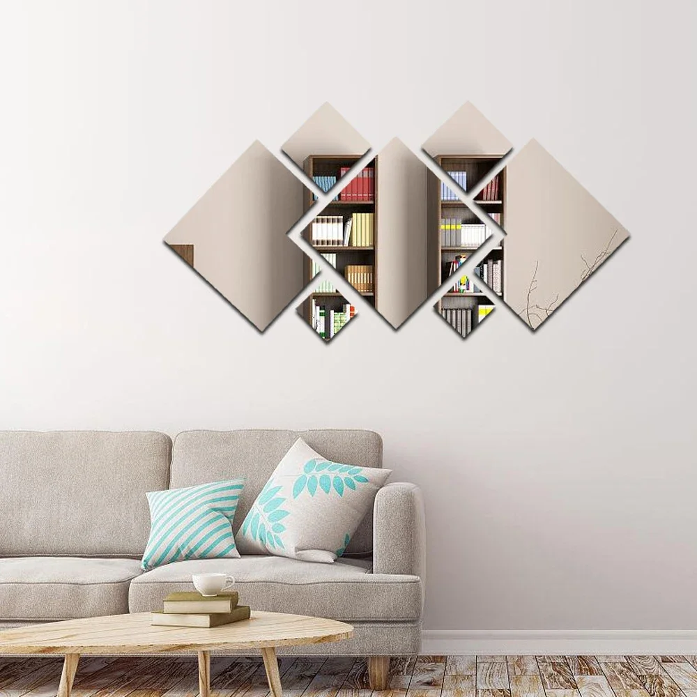 Large Square Mirror Wall Sticker Acrylic Irregular Splicing Square DIY Wall Murals Decal for Living Room Bedroom Home Decoration Wall Sticker Mirror Wall Sticker Acrylic Wall Sticker