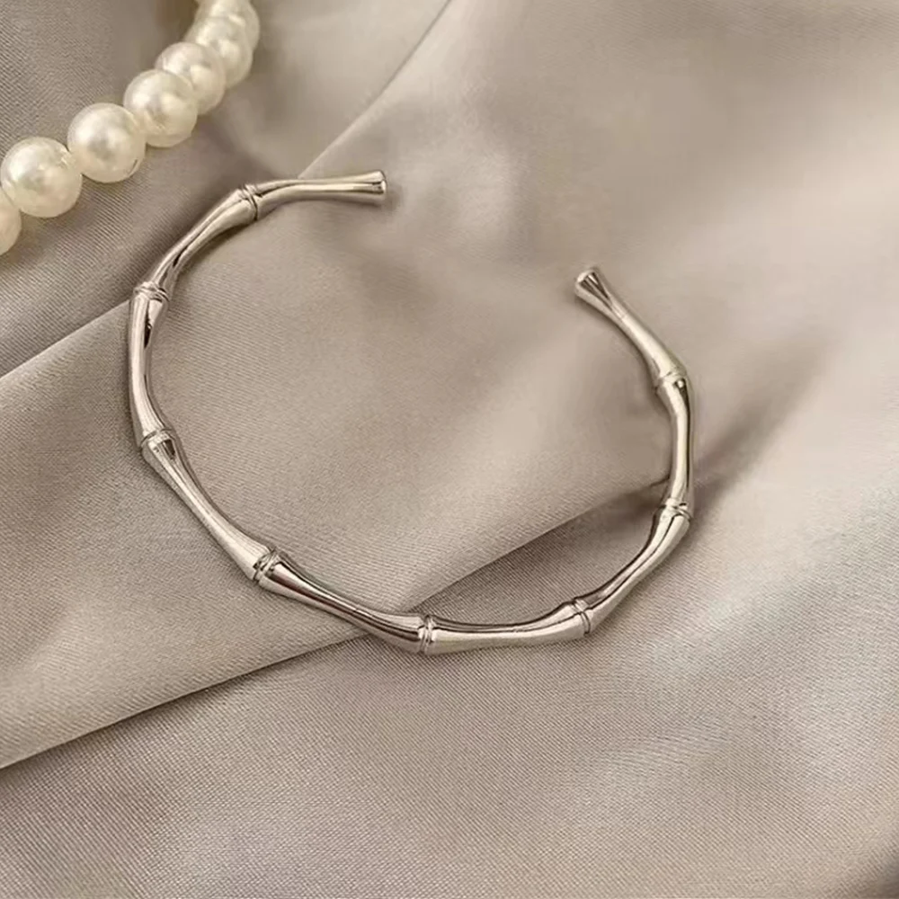 Bangle Bracelet Minimalist Bamboo Joint Cuff Purple Gold/Silver Color Personality Simple Jewelry For Women
