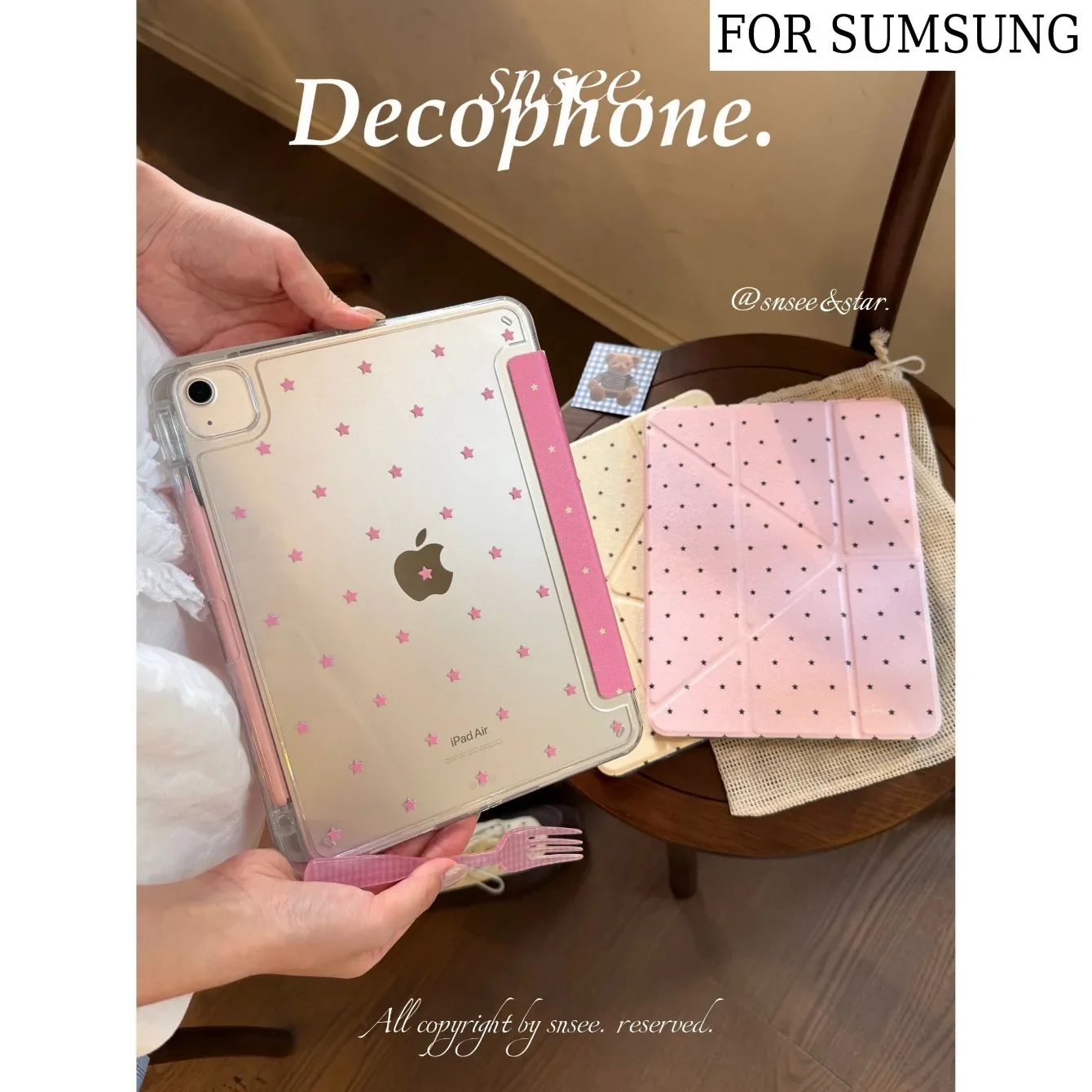 Solid Color Star 3+Y-fold Universal Tablet Case