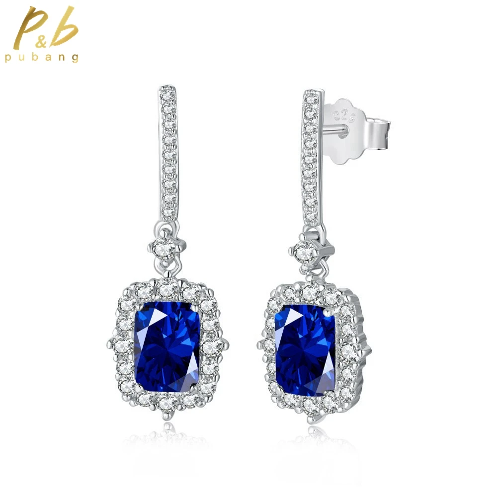 

PuBang Fine Jewelry Solid 925 Sterling Silver Four Color Created Moissanite Gemtone Stud Earrings for Women Party Gift Wholesale
