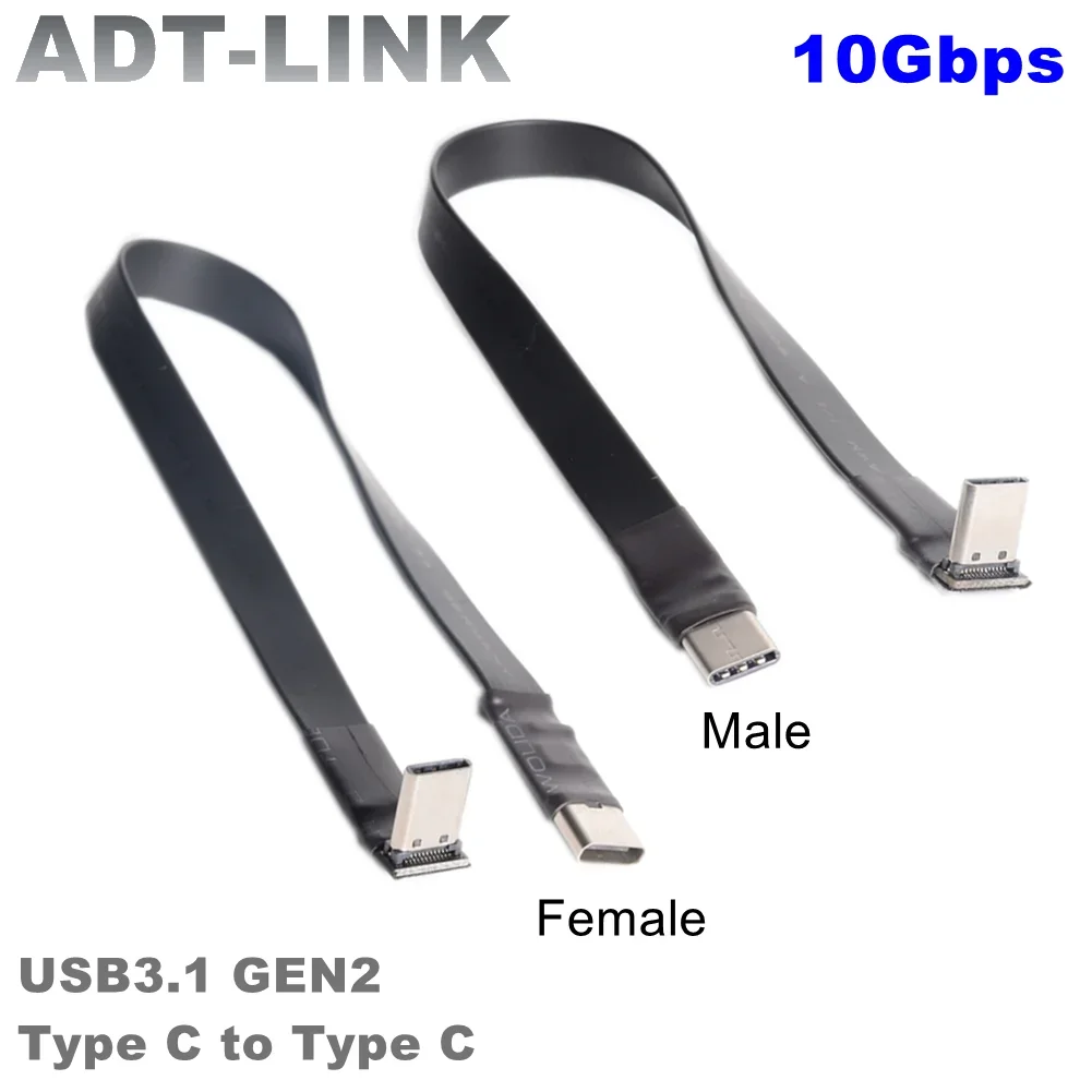 tipo c para tipo c Cabo de Extensão Plana 10gbps Gen2 Usb 3.1 Dobra Ângulo de 90 Graus Usb-c Macho Fêmea Fpc Fpv Aerial Photography Cord