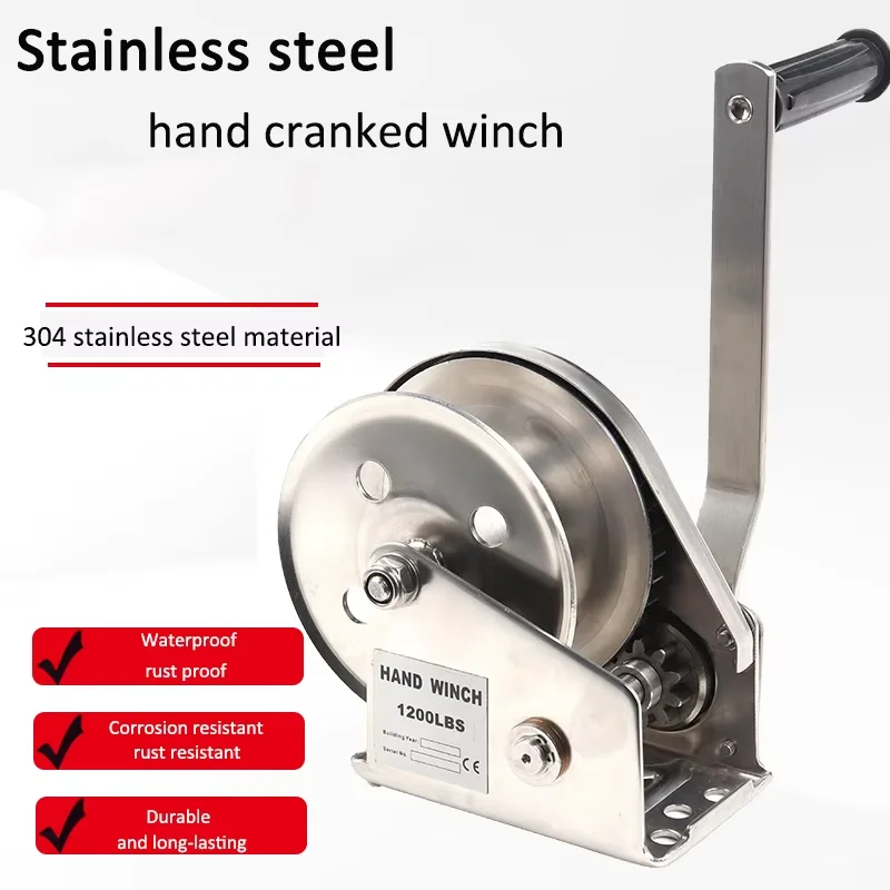 Stainless Steel 304 Material Boat Truck Self Locking Wire Rope Cable Ratcheting Manual Winch Manual Lifting Hoist Carry Tools