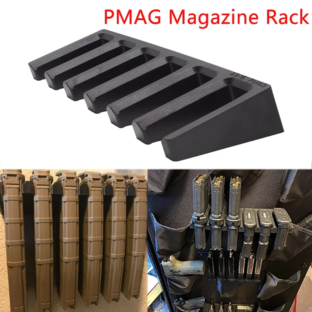 Tactical Ammo Clip Holder 6 Slot Standard AR15 PMAG Wall Mount Magazine Holder Back-up Storage Rack Hunting Airsoft Accessories ammo clip holder