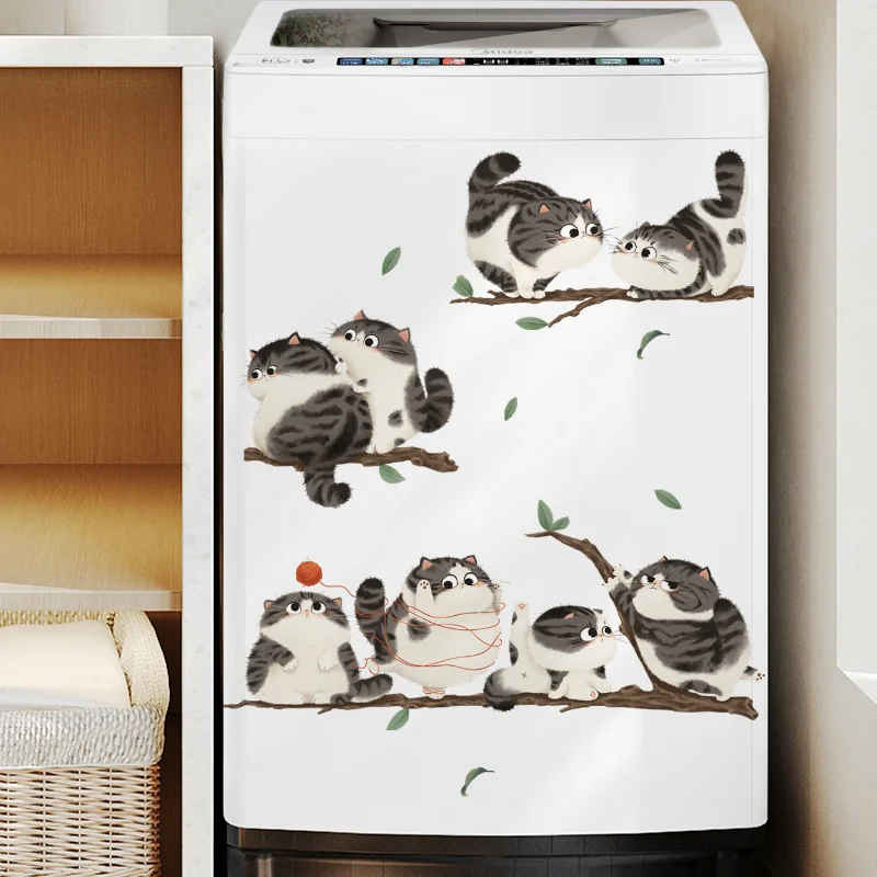 Branch cat wall stickers scratch covering vinyl decals cartoon animal door accessories children bedroom kitchen home decoration wall stickers self adhesive stickers kitchen wall sticker